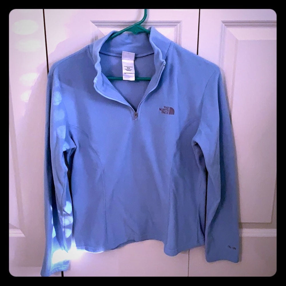 Zip V-Neck North Face Light Blue Fleece
